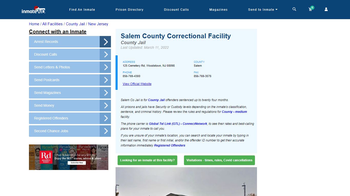 Salem County Correctional Facility - Inmate Locator - Woodstown, NJ